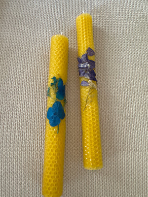 Beeswax Candle Sticks with Florals