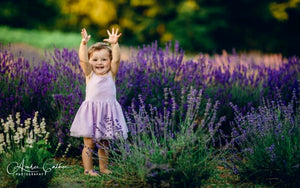 toddler in lavender field