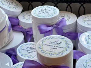 premium lavender lotion in jars stacked
